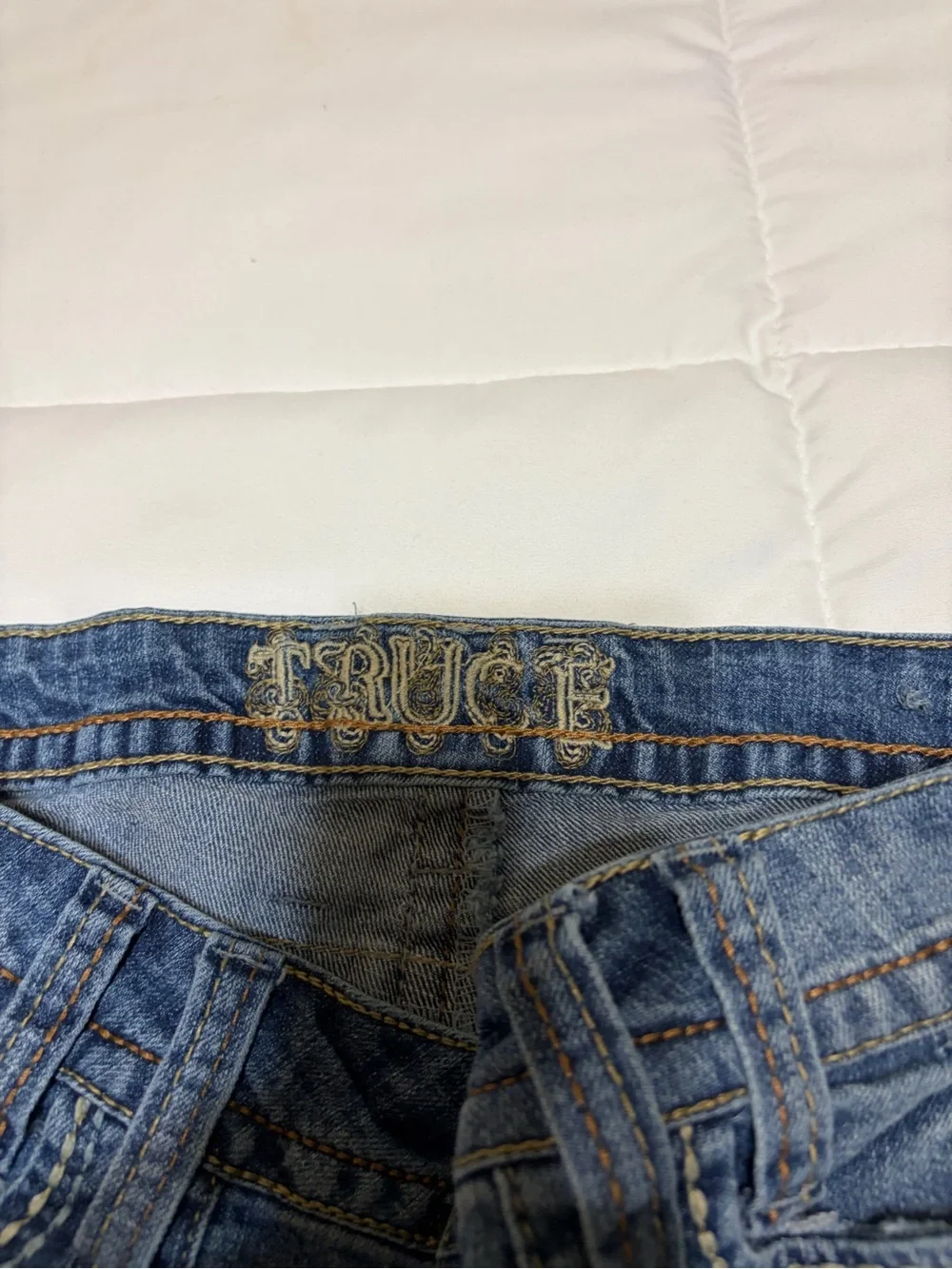 Truce dark blue denim shorts with roll cuff hem